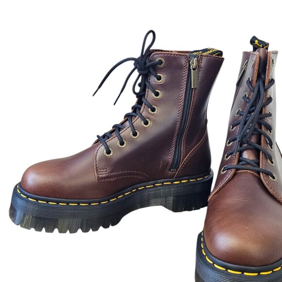 Dr. Martens Womens Jadon Classic Pull Up Boots, Leather, Dark Brown, Size 10 - Picture 8 of 8